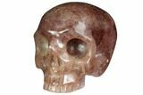 Realistic, Carved Strawberry Quartz Crystal Skull #150981-1